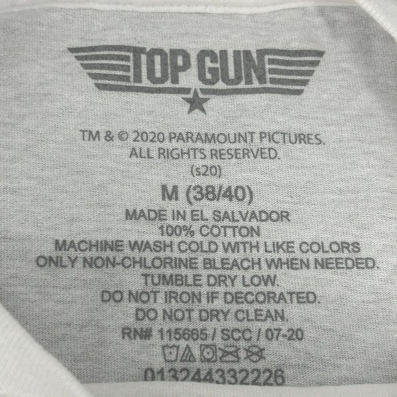 Top Gun Shirt Adult M (38/40) White Paramount Licensed Graphic Crew Neck - Picture 4 of 9